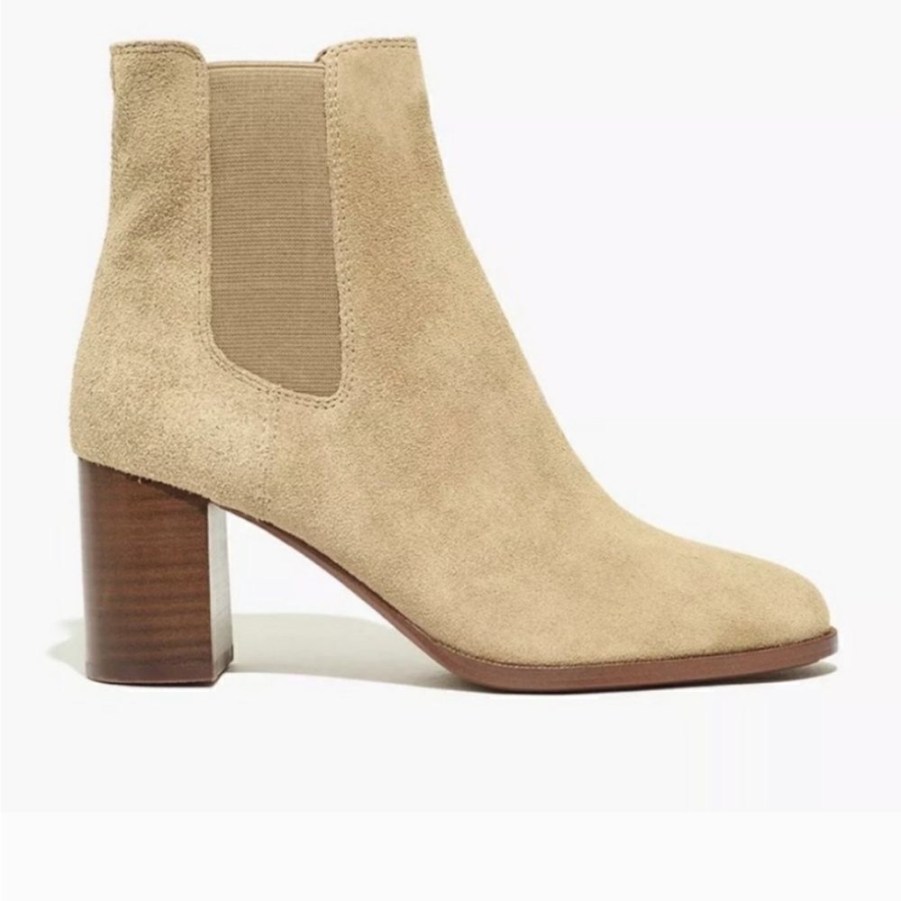 Madewell Laura Chelsea Tan Suede Heeled Boot Size 9.5